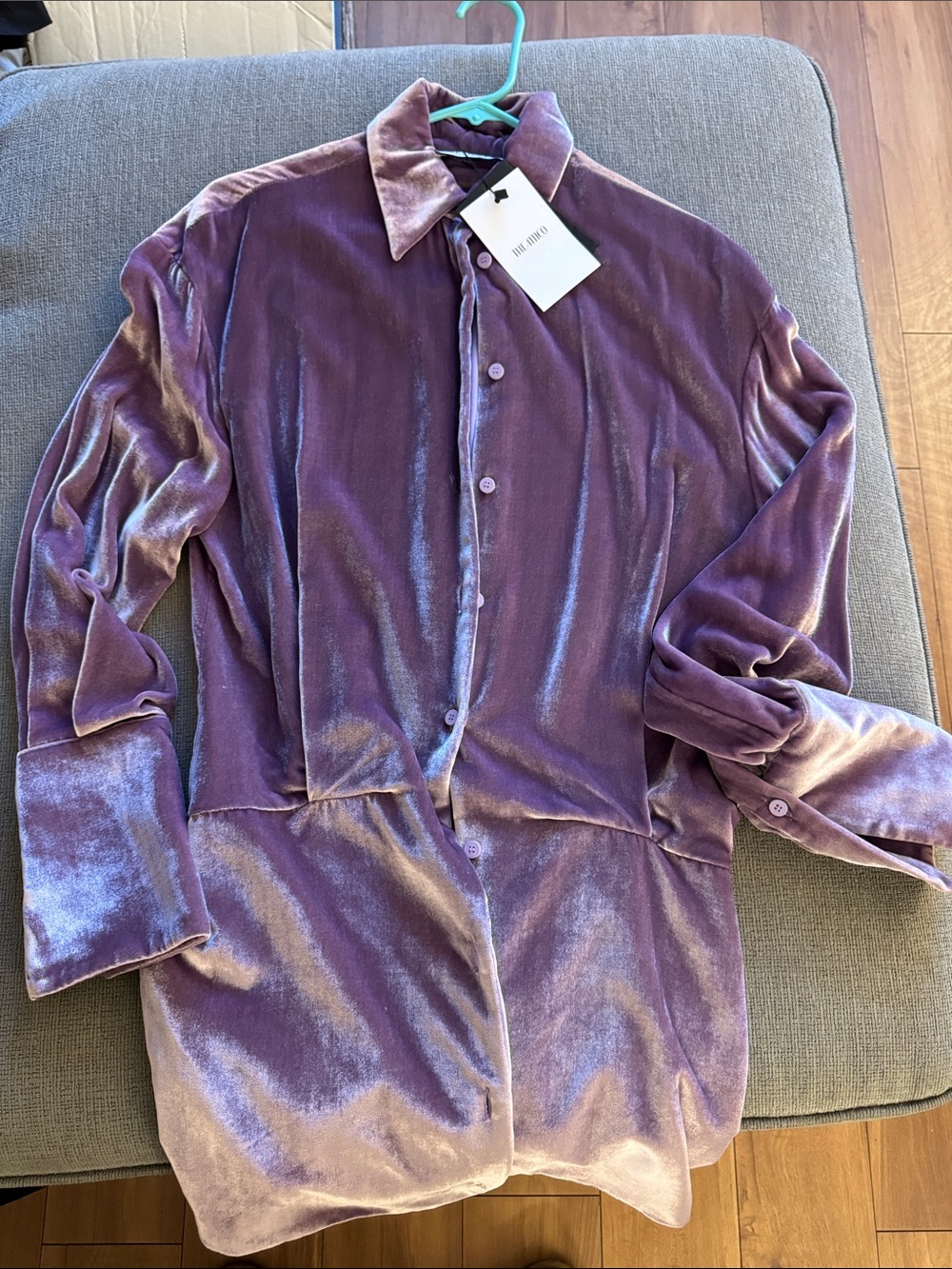 Velvet Longline Button-Up Shirt Jacket - Lavender Purple